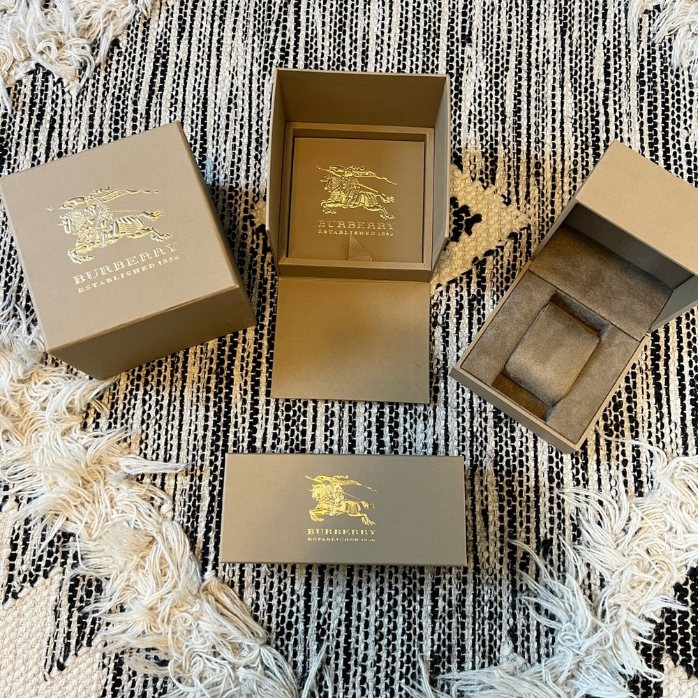 Burberry watch and sunglasses box.